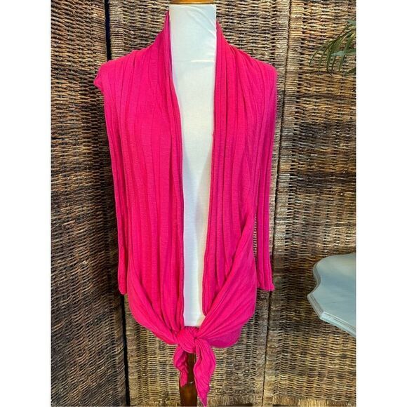 International Concepts Women's Pink Waterfall Tie Front Cardigan Medium - Picture 12 of 15
